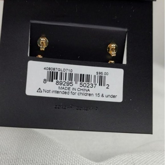 COACH Earrings Quilted Padlock Key Mismatch Earrings Gold Signature Logo - Picture 10 of 12